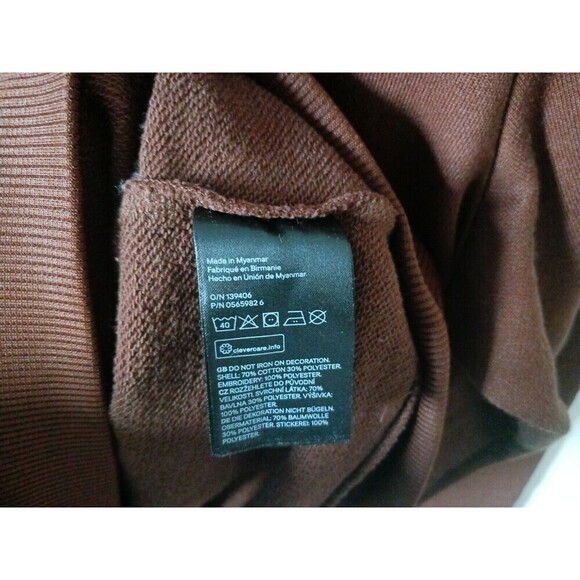 H&M Sweatshirt Pullover Mens Embroidered Crew Neck Long Sleeve Brown Size M - Picture 5 of 7